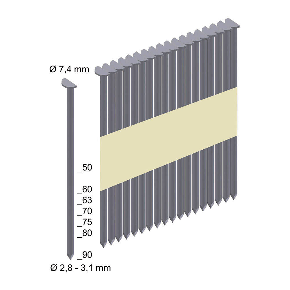 7.4x2.8/50 mm/34° RS-P D Başlı Çivi - 4000'li - 1