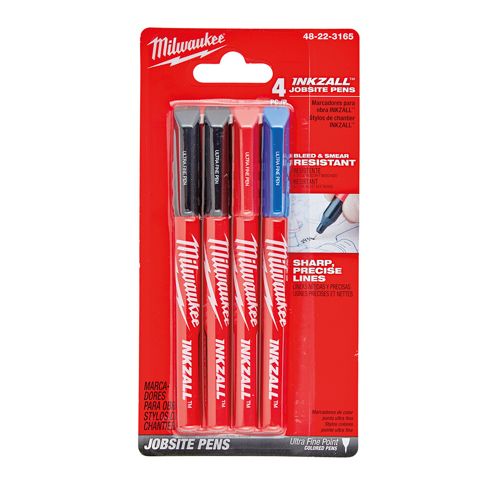 Inkzall™ Siyah Mavi Kırmızı Renkli İnce Uçlu Marker İşaretleme Kalem - 2